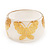 Wide Transparent White 'Butterfly' Chunky Resin Bangle - 19cm Length - view 5
