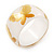 Wide Transparent White 'Butterfly' Chunky Resin Bangle - 19cm Length - view 4