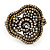 Vintage Mesh Crystal Flower Hinged Bangle Bracelet In Bronze Tone Metal - 18cm Length - view 8