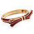 Stylish Dark Red Enamel Bow Hinged Bangle Bracelet In Gold Plated Metal - 18cm Length - view 9