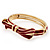 Stylish Dark Red Enamel Bow Hinged Bangle Bracelet In Gold Plated Metal - 18cm Length - view 10