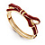 Stylish Dark Red Enamel Bow Hinged Bangle Bracelet In Gold Plated Metal - 18cm Length - view 5