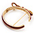 Stylish Dark Red Enamel Bow Hinged Bangle Bracelet In Gold Plated Metal - 18cm Length - view 3