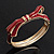Stylish Dark Red Enamel Bow Hinged Bangle Bracelet In Gold Plated Metal - 18cm Length - view 13