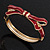 Stylish Dark Red Enamel Bow Hinged Bangle Bracelet In Gold Plated Metal - 18cm Length - view 8