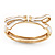 Stylish Snow White Enamel Bow Hinged Bangle Bracelet In Gold Plated Metal - 18cm Length - view 7
