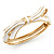 Stylish Snow White Enamel Bow Hinged Bangle Bracelet In Gold Plated Metal - 18cm Length - view 11