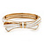 Stylish Snow White Enamel Bow Hinged Bangle Bracelet In Gold Plated Metal - 18cm Length - view 10