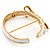 Stylish Snow White Enamel Bow Hinged Bangle Bracelet In Gold Plated Metal - 18cm Length - view 3