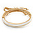 Stylish Snow White Enamel Bow Hinged Bangle Bracelet In Gold Plated Metal - 18cm Length - view 5