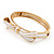 Stylish Snow White Enamel Bow Hinged Bangle Bracelet In Gold Plated Metal - 18cm Length - view 13