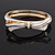 Stylish Snow White Enamel Bow Hinged Bangle Bracelet In Gold Plated Metal - 18cm Length - view 4
