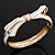 Stylish Snow White Enamel Bow Hinged Bangle Bracelet In Gold Plated Metal - 18cm Length - view 9