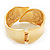 Turquoise Coloured Enamel 'Leaf' Hinged Bangle In Gold Plated Metal - 18cm Length - view 4