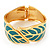 Turquoise Coloured Enamel 'Leaf' Hinged Bangle In Gold Plated Metal - 18cm Length - view 10