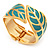 Turquoise Coloured Enamel 'Leaf' Hinged Bangle In Gold Plated Metal - 18cm Length - view 13