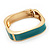 Teal Coloured Enamel Square Hinged Bangle Bracelet In Gold Plated Metal - 18cm Length - view 11