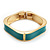 Teal Coloured Enamel Square Hinged Bangle Bracelet In Gold Plated Metal - 18cm Length - view 7