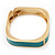 Teal Coloured Enamel Square Hinged Bangle Bracelet In Gold Plated Metal - 18cm Length - view 9