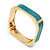 Teal Coloured Enamel Square Hinged Bangle Bracelet In Gold Plated Metal - 18cm Length - view 5