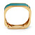 Teal Coloured Enamel Square Hinged Bangle Bracelet In Gold Plated Metal - 18cm Length - view 12