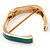 Teal Coloured Enamel Square Hinged Bangle Bracelet In Gold Plated Metal - 18cm Length - view 6