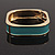 Teal Coloured Enamel Square Hinged Bangle Bracelet In Gold Plated Metal - 18cm Length - view 13