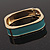 Teal Coloured Enamel Square Hinged Bangle Bracelet In Gold Plated Metal - 18cm Length - view 3