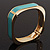 Teal Coloured Enamel Square Hinged Bangle Bracelet In Gold Plated Metal - 18cm Length - view 15