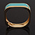 Teal Coloured Enamel Square Hinged Bangle Bracelet In Gold Plated Metal - 18cm Length - view 16
