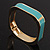 Teal Coloured Enamel Square Hinged Bangle Bracelet In Gold Plated Metal - 18cm Length - view 8