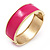 Fuchsia Enamel Magnetic Bangle Bracelet In Gold Plated Metal - 18cm Length