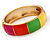 Multicoloured Enamel Hinged Bangle Bracelet In Gold Plated Metal - 18cm Length - view 7