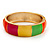 Multicoloured Enamel Hinged Bangle Bracelet In Gold Plated Metal - 18cm Length - view 1