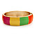 Multicoloured Enamel Hinged Bangle Bracelet In Gold Plated Metal - 18cm Length - view 8