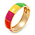 Multicoloured Enamel Hinged Bangle Bracelet In Gold Plated Metal - 18cm Length - view 3