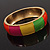 Multicoloured Enamel Hinged Bangle Bracelet In Gold Plated Metal - 18cm Length - view 10