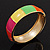 Multicoloured Enamel Hinged Bangle Bracelet In Gold Plated Metal - 18cm Length - view 2