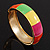 Multicoloured Enamel Hinged Bangle Bracelet In Gold Plated Metal - 18cm Length - view 5
