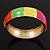 Multicoloured Enamel Hinged Bangle Bracelet In Gold Plated Metal - 18cm Length - view 11