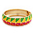 Multicoloured Enamel Oval Hinged Bangle Bracelet In Gold Plated Metal - 18cm Length - view 9