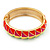 Multicoloured Enamel Oval Hinged Bangle Bracelet In Gold Plated Metal - 18cm Length - view 10