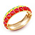 Multicoloured Enamel Oval Hinged Bangle Bracelet In Gold Plated Metal - 18cm Length - view 11