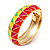 Multicoloured Enamel Oval Hinged Bangle Bracelet In Gold Plated Metal - 18cm Length - view 7