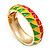 Multicoloured Enamel Oval Hinged Bangle Bracelet In Gold Plated Metal - 18cm Length - view 4
