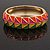 Multicoloured Enamel Oval Hinged Bangle Bracelet In Gold Plated Metal - 18cm Length - view 12