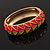 Multicoloured Enamel Oval Hinged Bangle Bracelet In Gold Plated Metal - 18cm Length - view 13