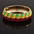 Multicoloured Enamel Oval Hinged Bangle Bracelet In Gold Plated Metal - 18cm Length - view 2