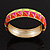 Multicoloured Enamel Oval Hinged Bangle Bracelet In Gold Plated Metal - 18cm Length - view 14
