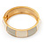 Round Enamel Hinged Bangle Bracelet In Gold Plated Metal (Cream/Beige) - 18cm Length - view 8